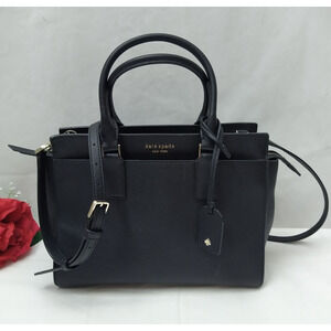 Kate Spade New York Black Leather Double Handles Satchel Bag
